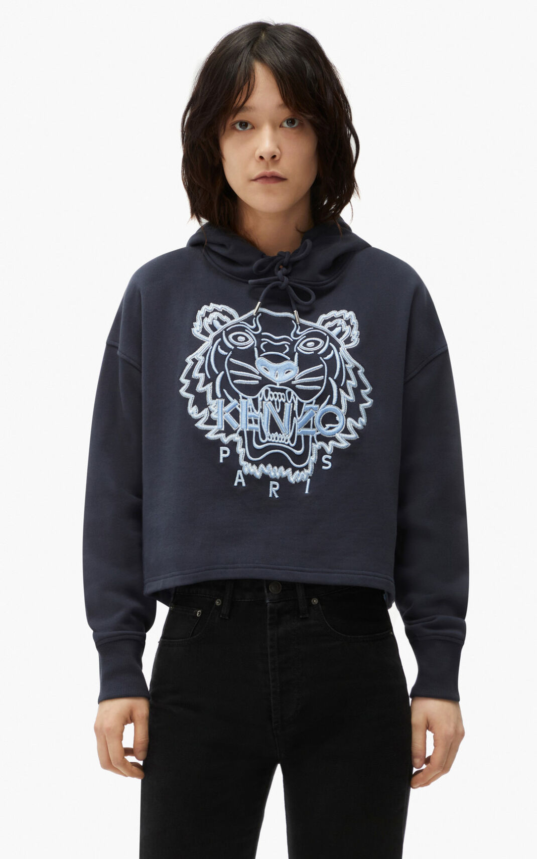 Sudaderas Con Capucha Kenzo Tiger boxy Mujer Azules Negras LEJ723864